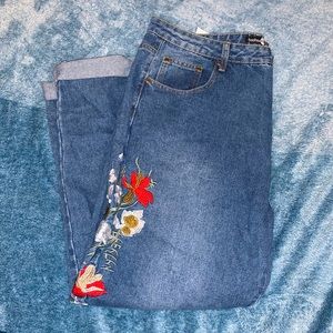 Boohoo floral embroidered mom jeans